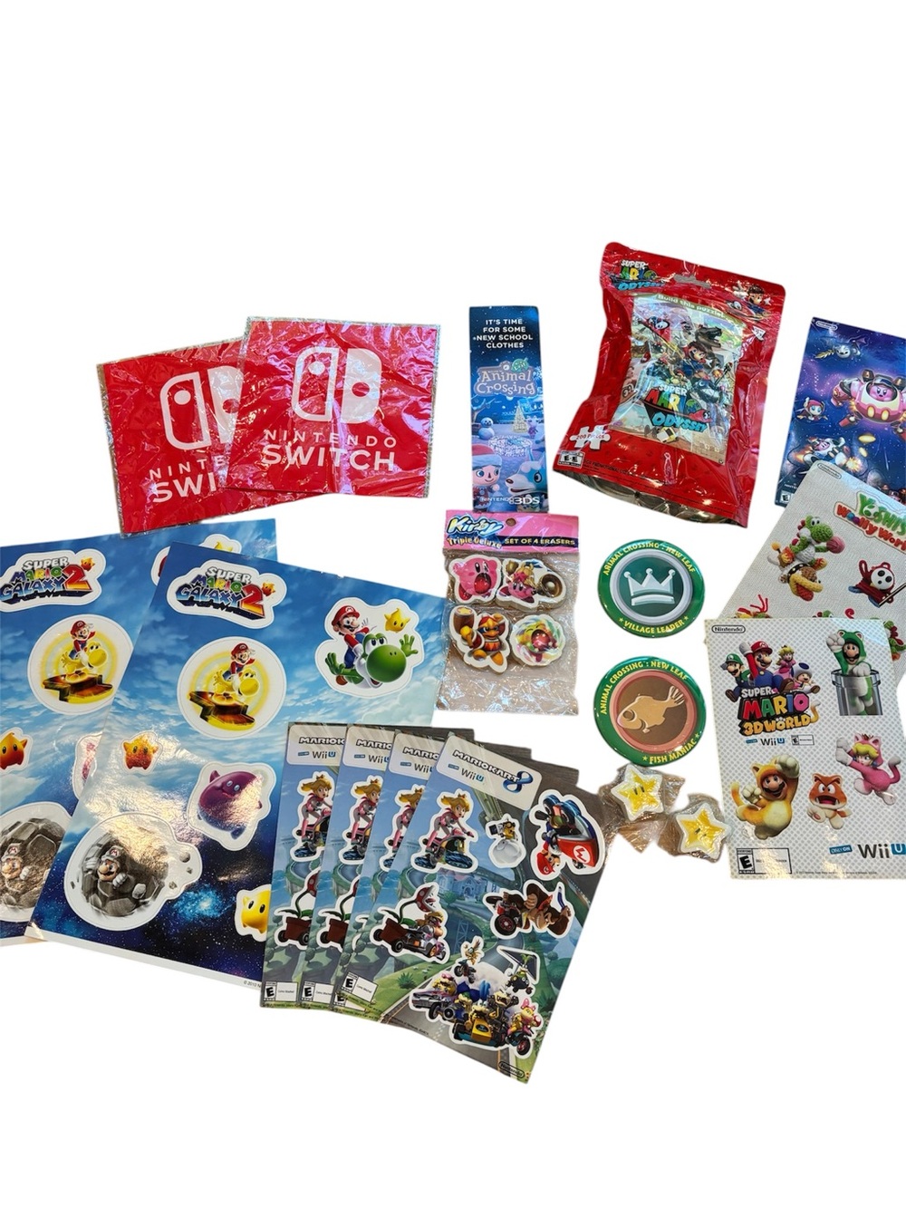Nintendo Promo Lot Stickers Merch Kirby Mario Animal Crossing